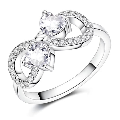Women Silver Finger Rings for Women Original 925 Sterling Silver Cocktail Ring Geometric Cubic Zircon Heart Wedding Jewelry