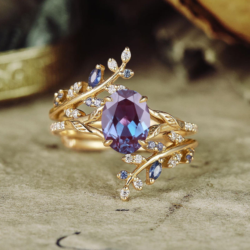 Leaf and Gem Ring