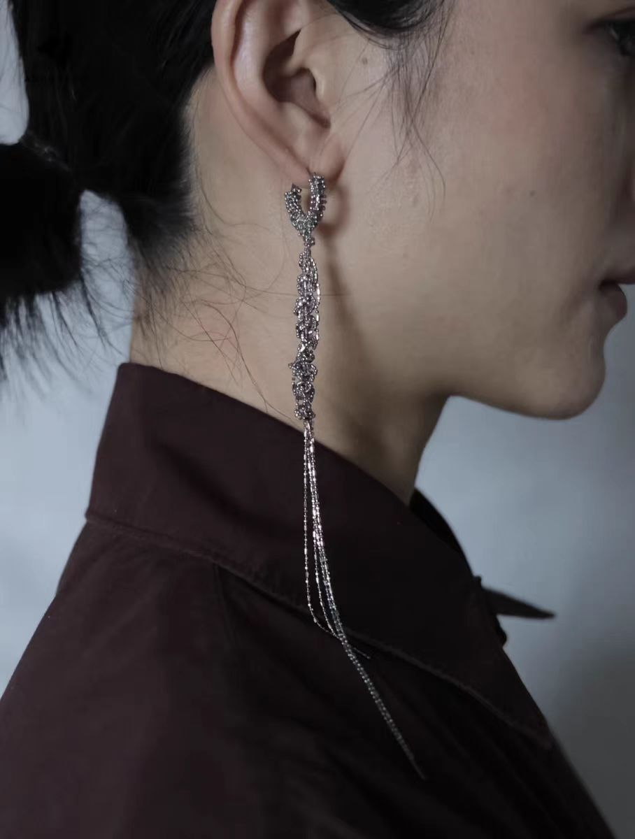 Long Woven Tassel Earrings and Necklace