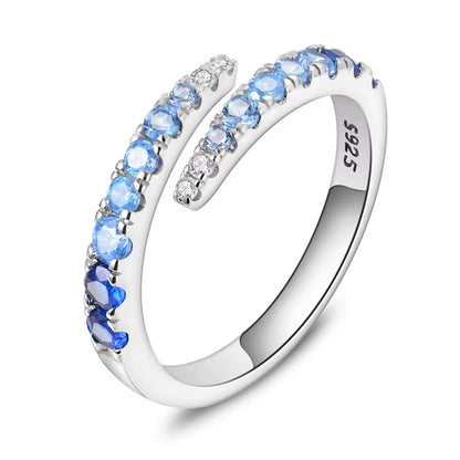 Women Silver Finger Rings for Women Original 925 Sterling Silver Cocktail Ring Geometric Cubic Zircon Heart Wedding Jewelry