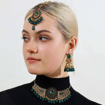 Retro Necklace, Earrings, and Headpiece