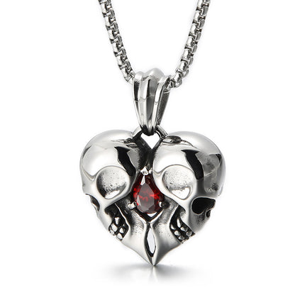 Heart-shaped Rhinestone Skull Pendant