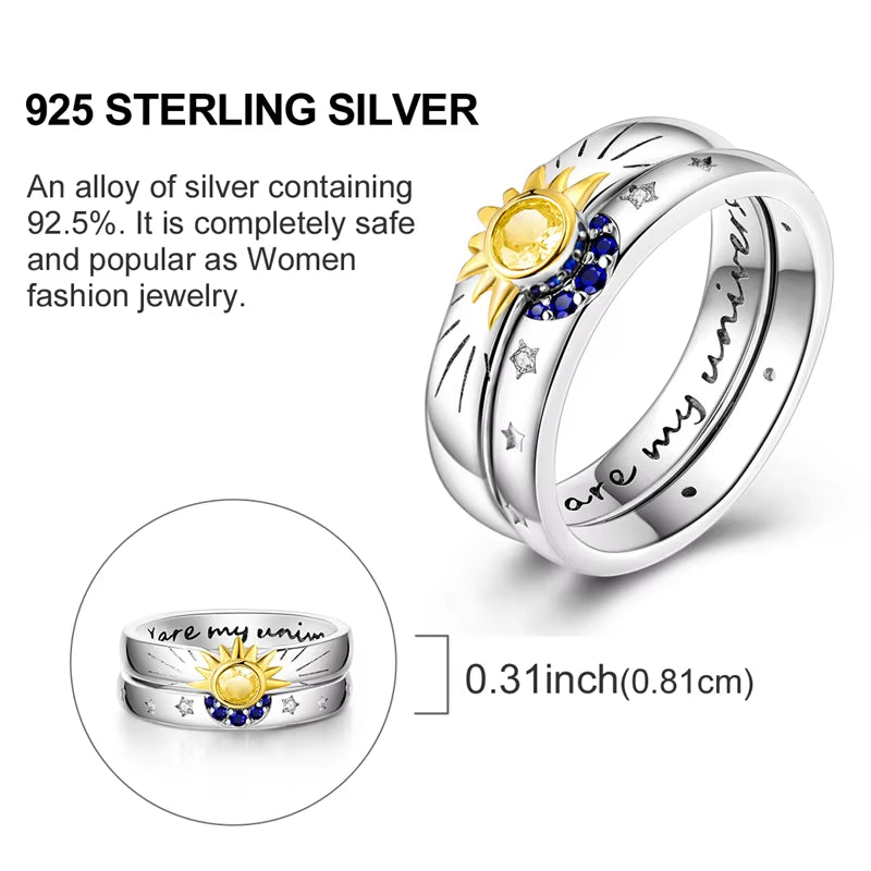 Women Silver Finger Rings for Women Original 925 Sterling Silver Cocktail Ring Geometric Cubic Zircon Heart Wedding Jewelry