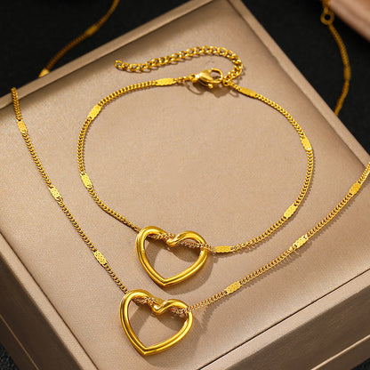 Golden Hearts Bracelet and Necklace