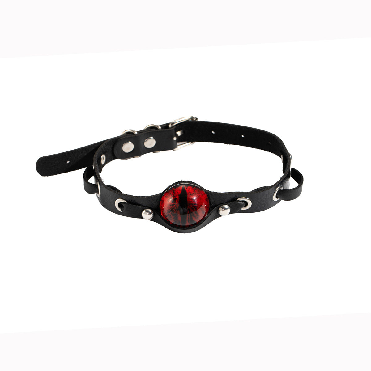 Gothic Red Eye Resin Pendant Leather Necklace