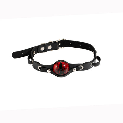 Gothic Red Eye Resin Pendant Leather Necklace