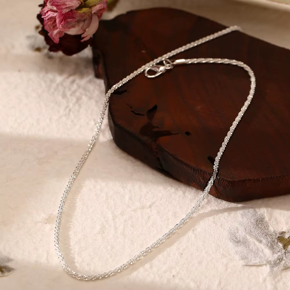Fashion Simple Sparkling Necklace for Women Silver Color Clavicle Chain Choker Necklace Female Korean Wedding Party Jewelry Gift