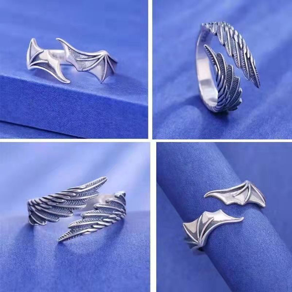 Angel Devil Wings Adjustable Open Ring Vintage Jewelry