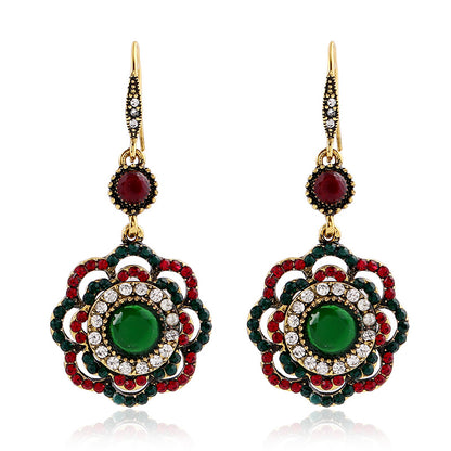 Ethnic-style hollow-out flower earrings