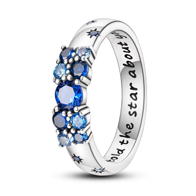 Women Silver Finger Rings for Women Original 925 Sterling Silver Cocktail Ring Geometric Cubic Zircon Heart Wedding Jewelry