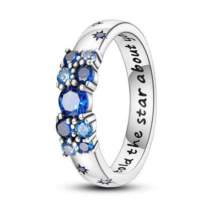 Women Silver Finger Rings for Women Original 925 Sterling Silver Cocktail Ring Geometric Cubic Zircon Heart Wedding Jewelry