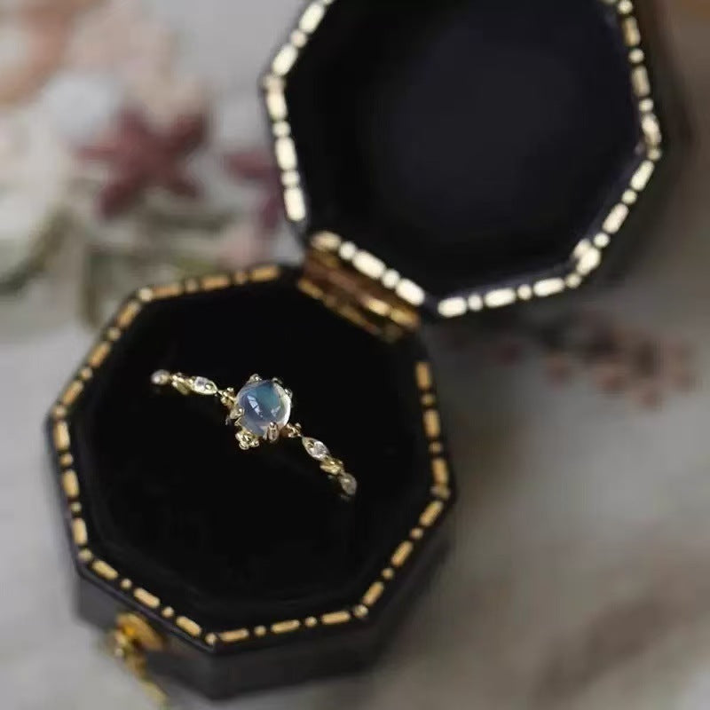 Adjustable Moonstone Silver Plated Ring