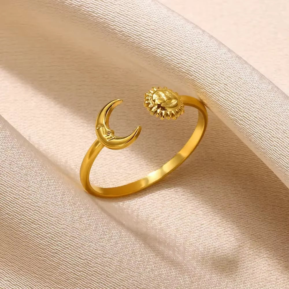 Stainless Steel Rings for Women Aesthetic Heart Gold Color Wedding Ring Vintage Waterproof Wedding Jewelry Prom Accessories Gift