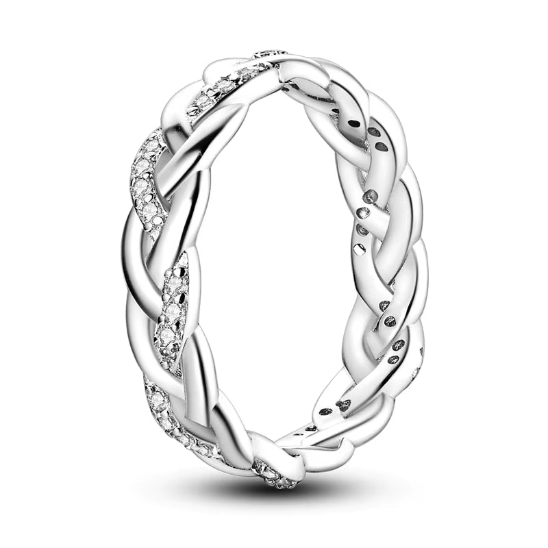 Women Silver Finger Rings for Women Original 925 Sterling Silver Cocktail Ring Geometric Cubic Zircon Heart Wedding Jewelry