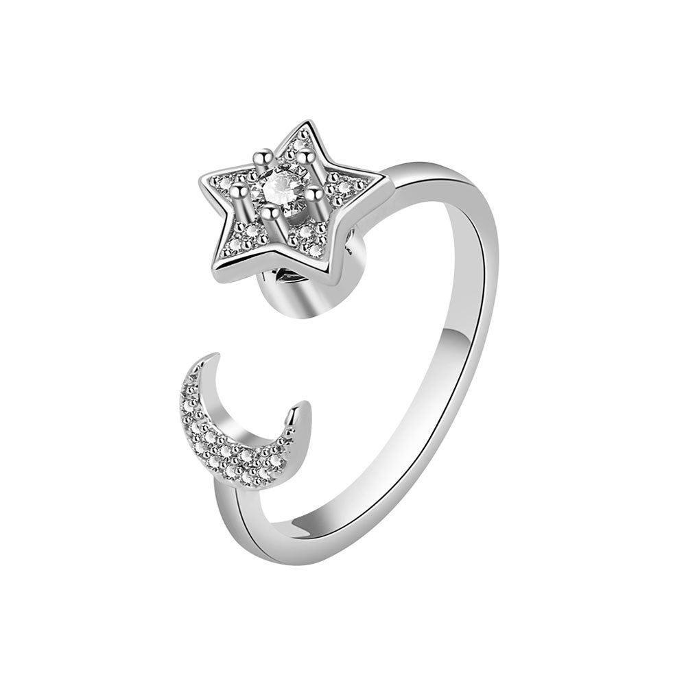Moon and Spinning Star Ring