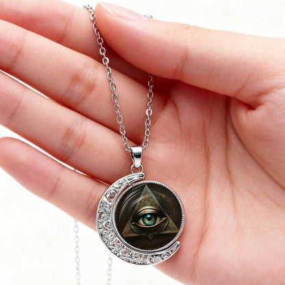 Rotating Moon Pendant Necklace for Women