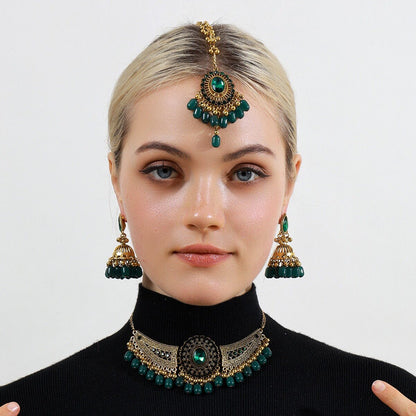 Retro Necklace, Earrings, and Headpiece