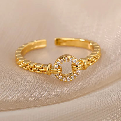 Stainless Steel Rings for Women Aesthetic Heart Gold Color Wedding Ring Vintage Waterproof Wedding Jewelry Prom Accessories Gift