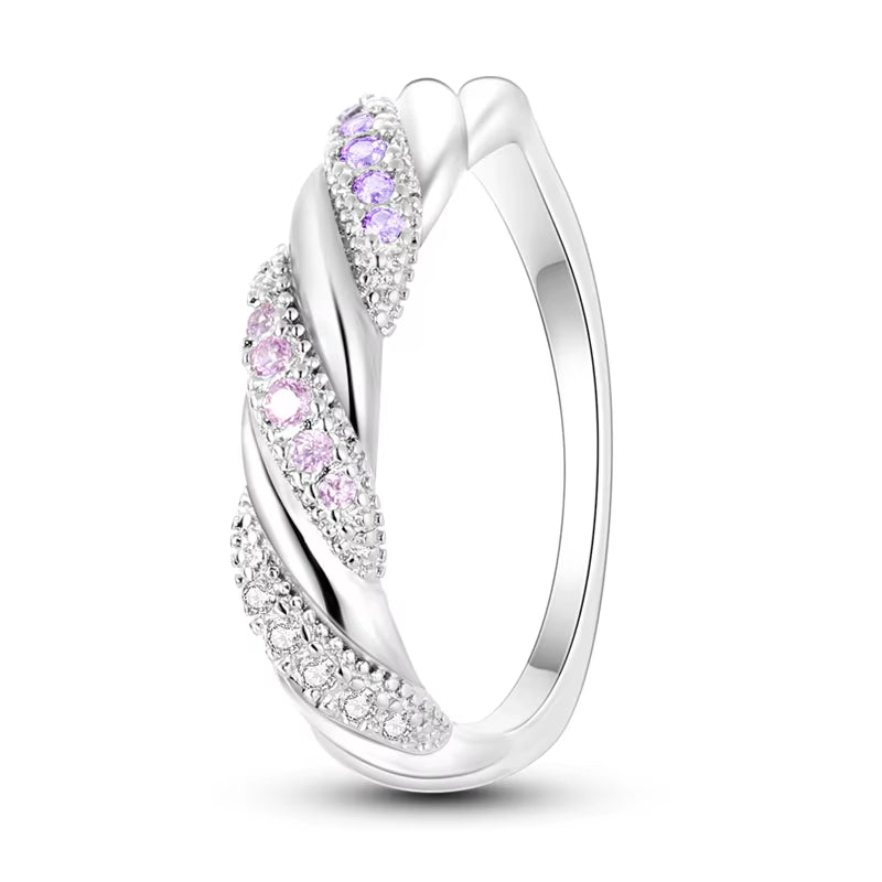 Women Silver Finger Rings for Women Original 925 Sterling Silver Cocktail Ring Geometric Cubic Zircon Heart Wedding Jewelry